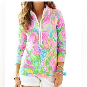 Lilly Pulitzer Skipper Popover Quarter Zip Top Tropical Colorful Shirt Lily